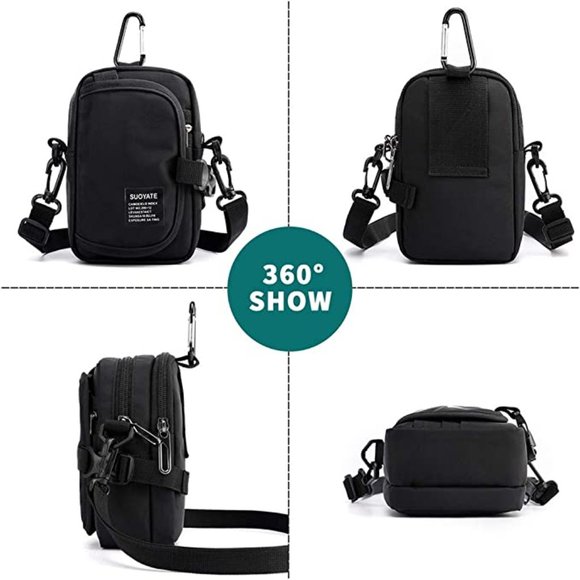 Multifunction Cell Phone Holster, One Shoulder Pouch with Carabiner - Picture 3 of 3